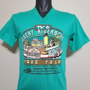 Nos 80s Vintage Great Riverboat Road Race Tee M New Orleans Marathon T Shirt
